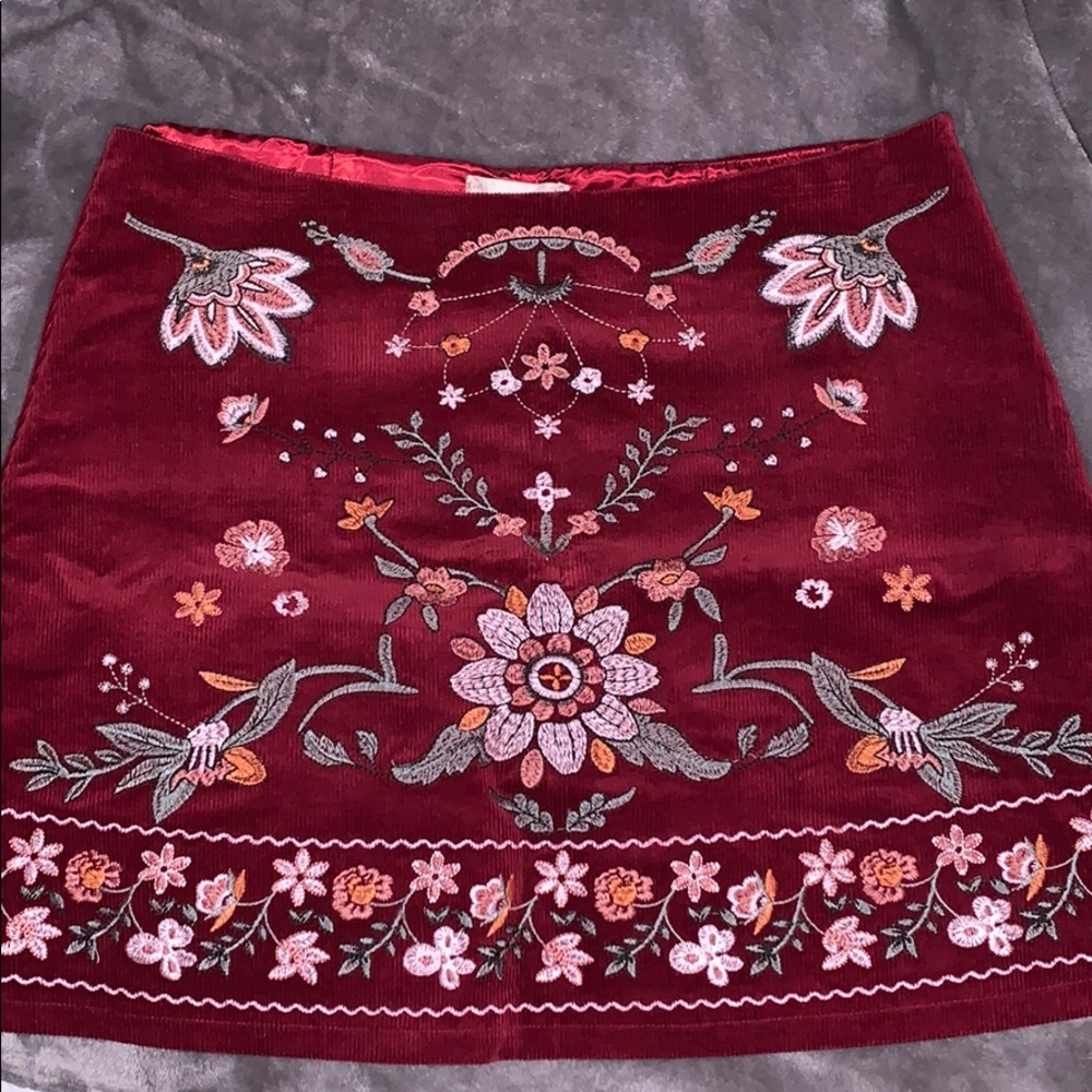 Altar’d state embroidered corduroy mini skirt